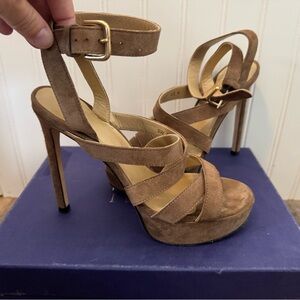 Stuart Weitzman Elegant Brown Strappy Heels